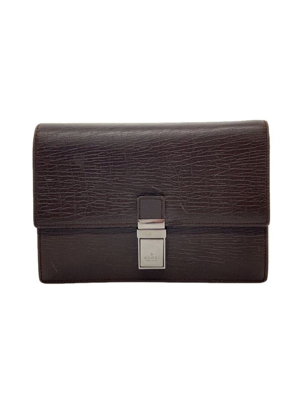 Gucci leather clutch bag brown